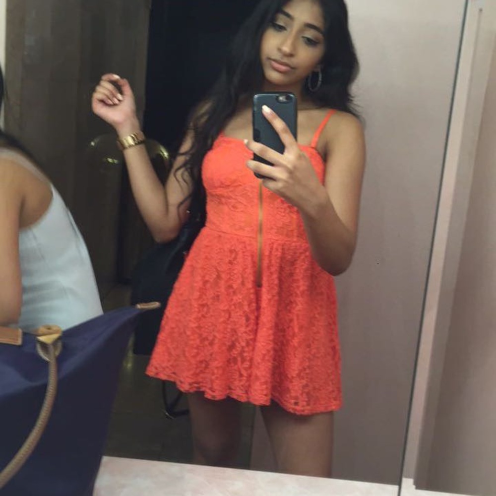 Orange lace romper